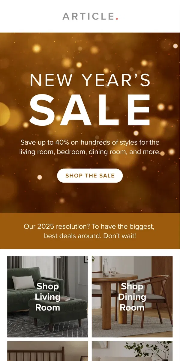 Email from Article. Our New Year’s Sale is live