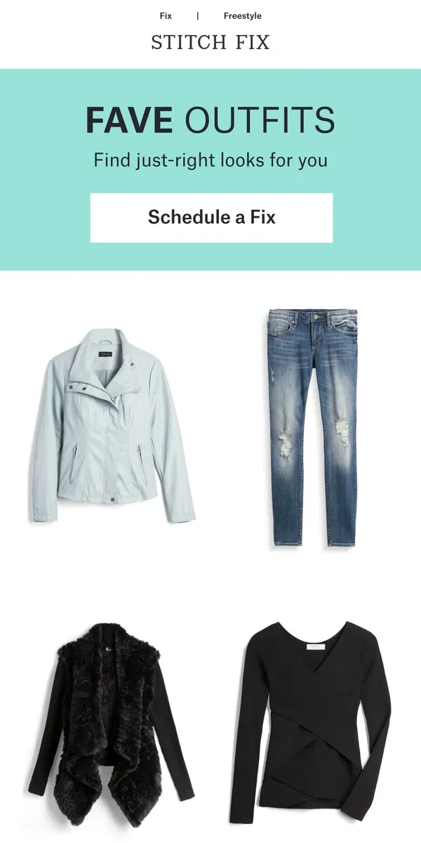 Email from Stitch Fix. Stylist-selected looks on demand