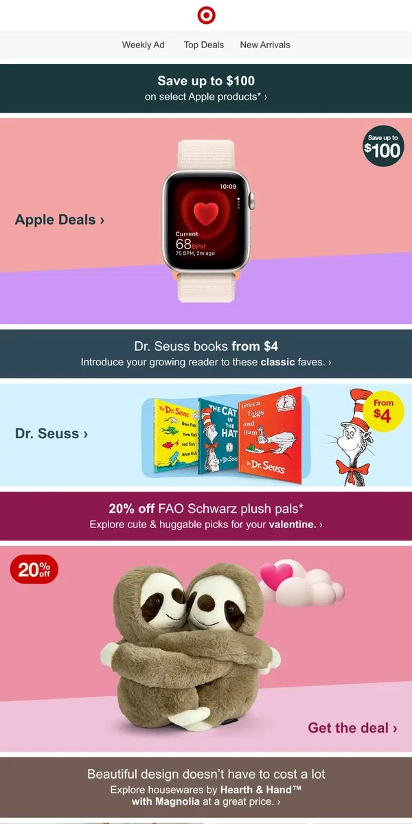 Email from Target. Save up to $100 on select Apple products.