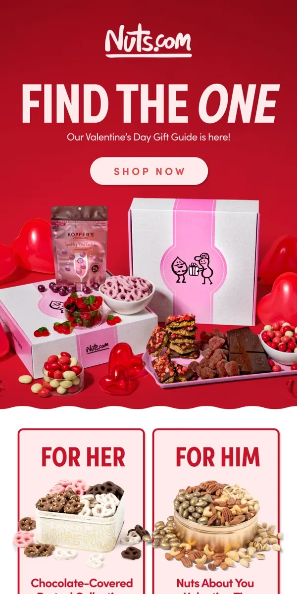 Email from Nuts.com. NEW Valentine’s Day Gift Guide 💘