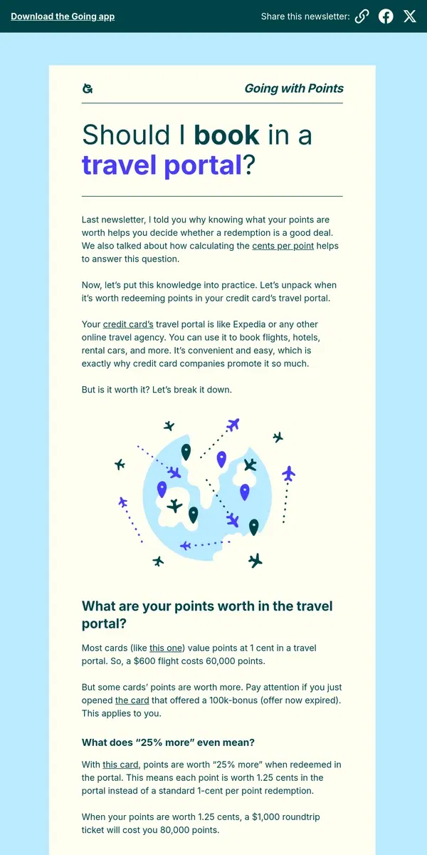 Email from Going. Should I book in a travel portal?
