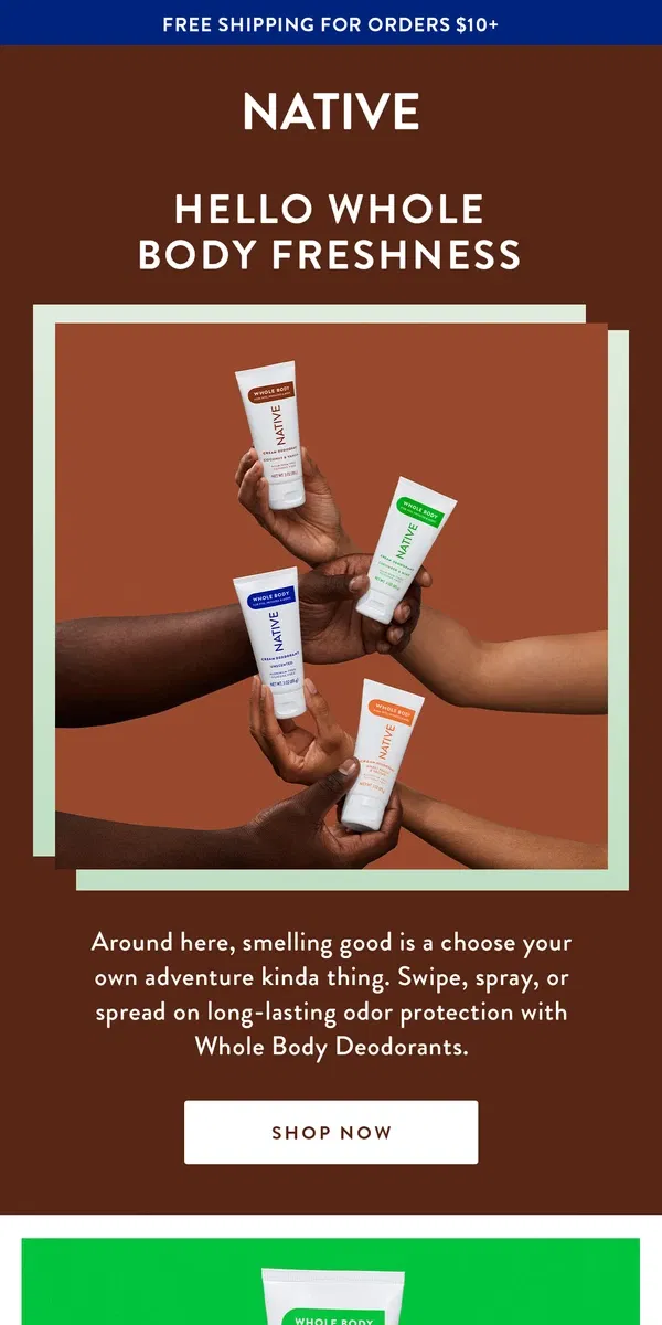 Email from Native. Do deodorant differently.