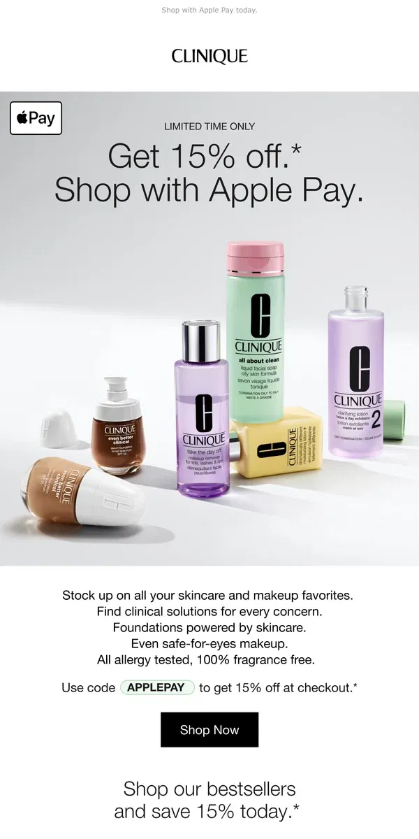 Email from Clinique. Ready to save? Get 15% off.