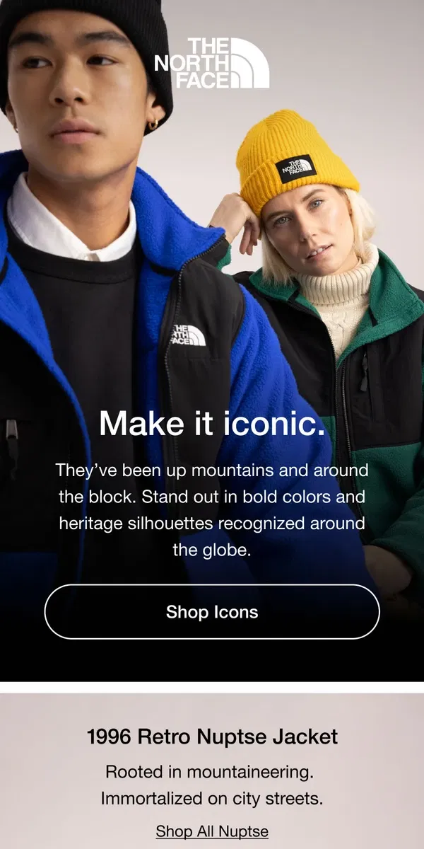 Email from The North Face. Stand out (and stay warm) in an icon.