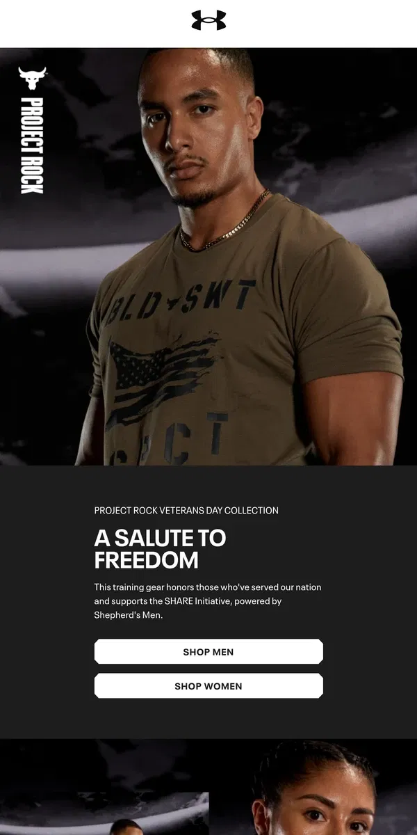 Email from Under Armour. The new Project Rock Veterans Day Collection