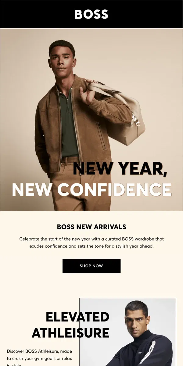 Email from HUGO BOSS. New Year, Bolder Styles