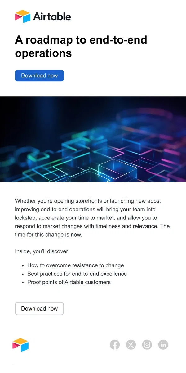 Email from Airtable. A roadmap to end-to-end operations