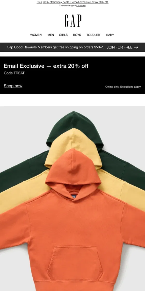 Email from GAP. The Extra Heavyweight Hoodie