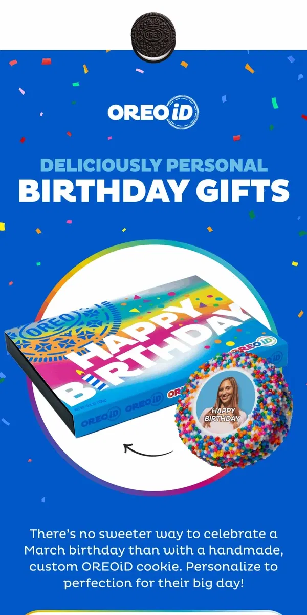 Email from OREO. A Deliciously Personal Birthday Gift