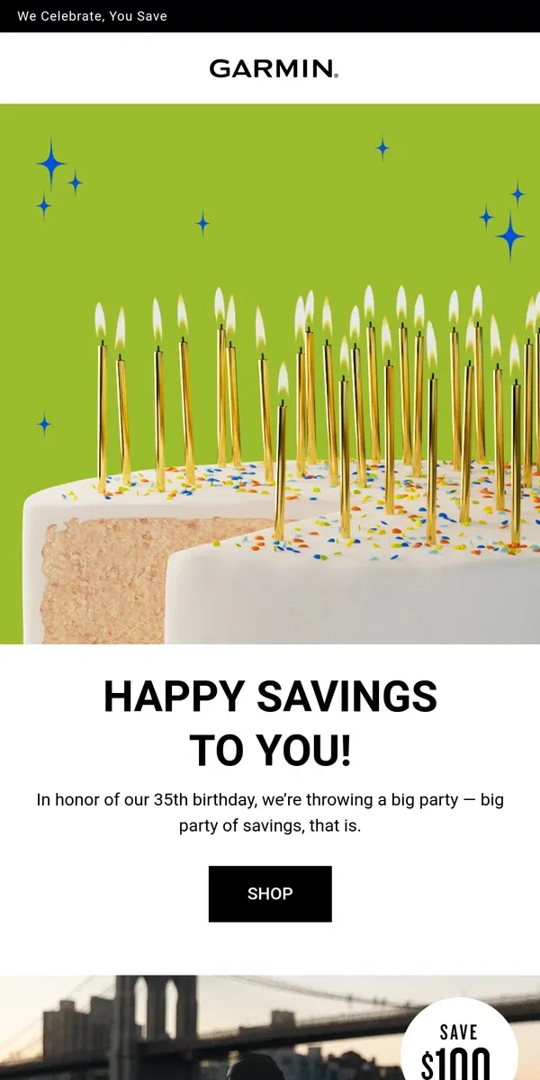 Email from Garmin. Birthday sale! 🎉