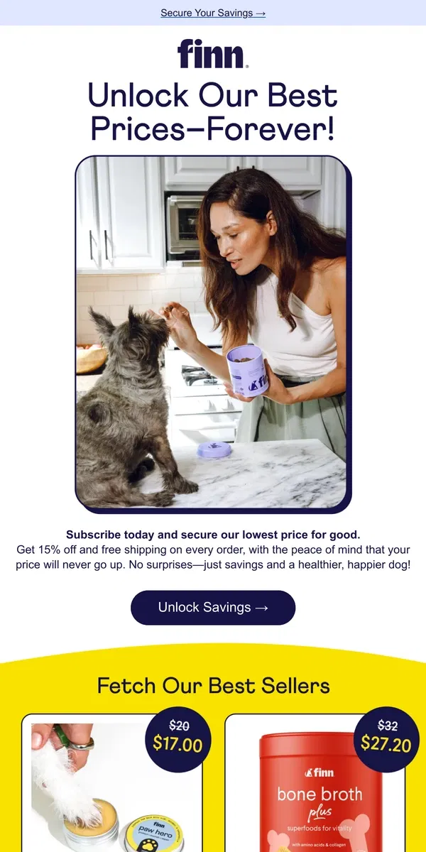 Email from Finn. Lock In Savings While You Still Can!