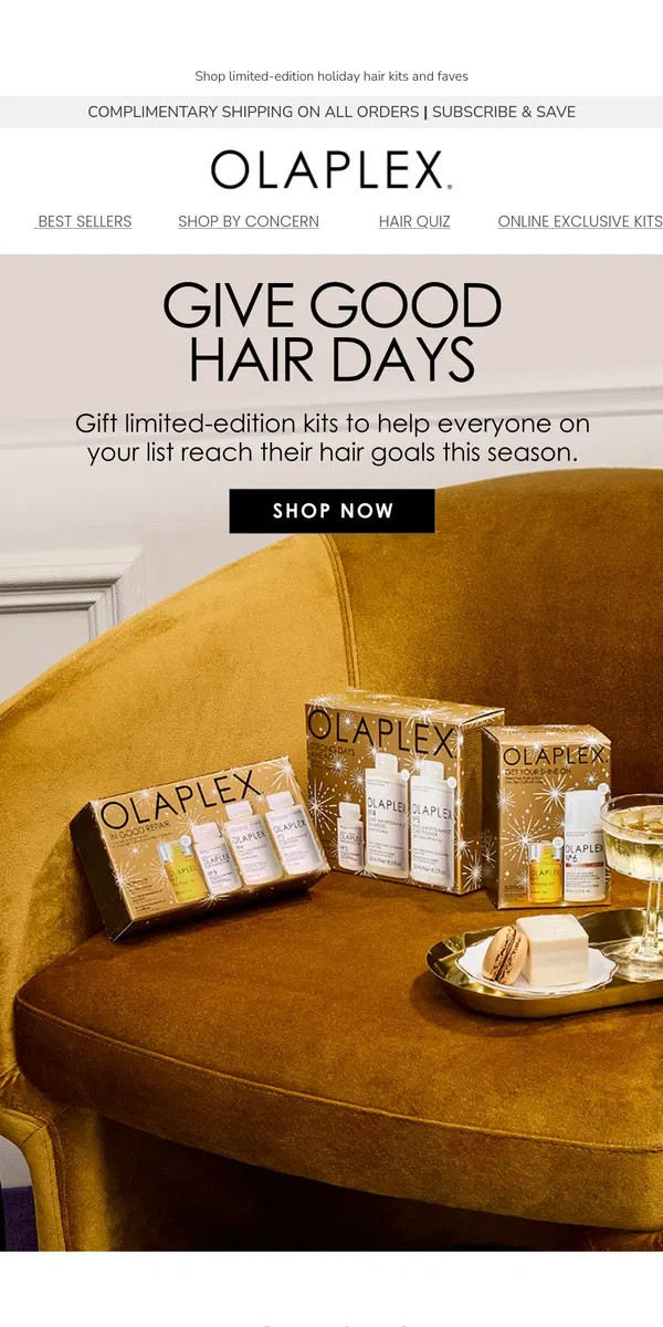 Email from OLAPLEX. It's Gifting Go-Time