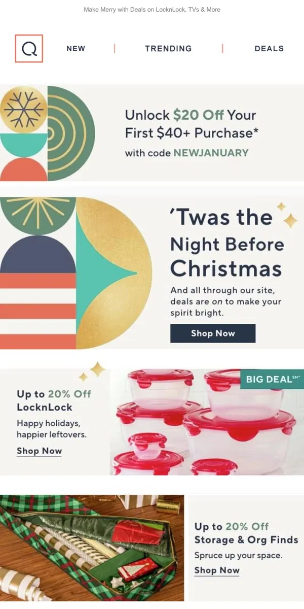 Email from QVC. 'Twas the Night Before Christmas