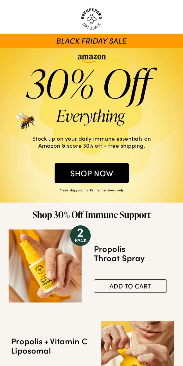 Email from Beekeeper's Naturals. Don’t Miss 30% Off on Your Wellness Must-Haves