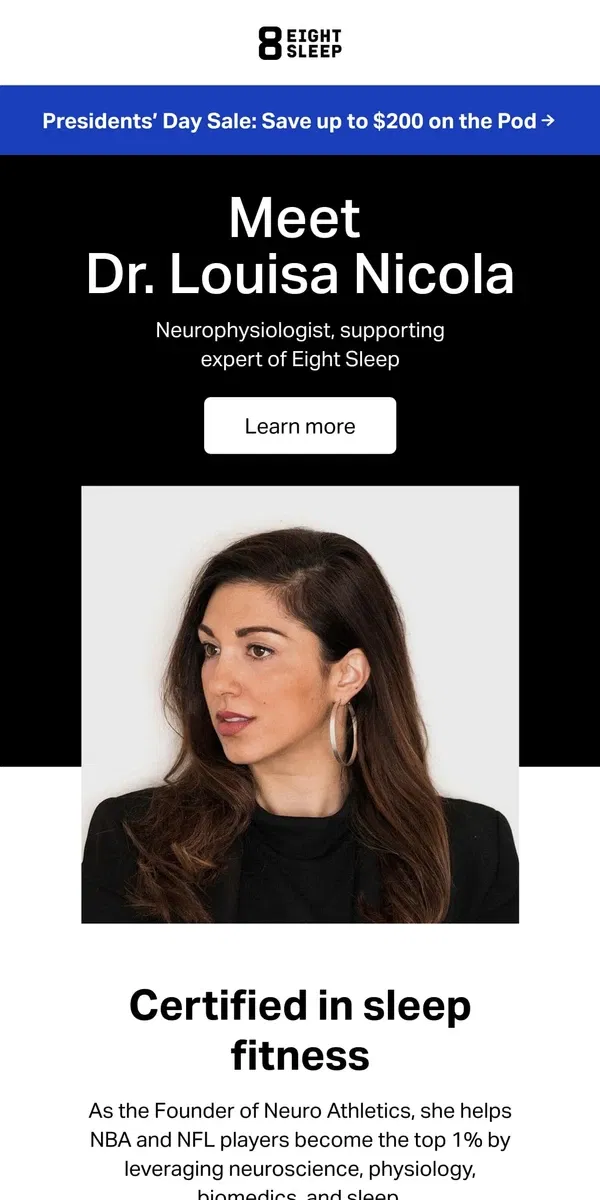 Email from Eight Sleep. Sleep like a neurophysiologist