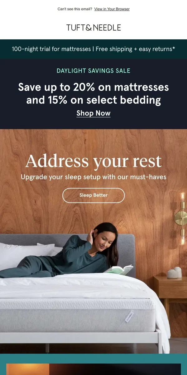 Email from Tuft & Needle. Better sleep starts here