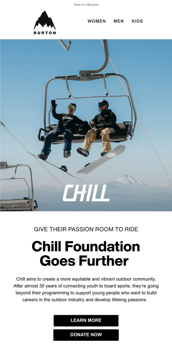 Email from Burton. Give the Gift of Snowboarding