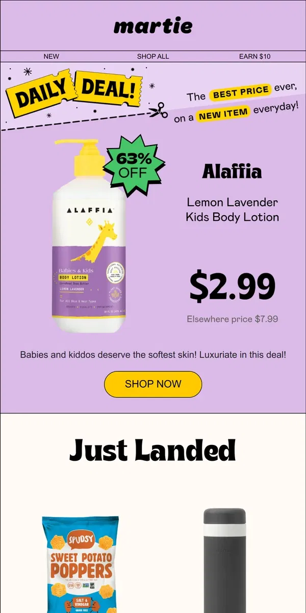 Email from Martie. ❗️NEW Porter Items! Plus, 63% OFF Alaffia Kid's Lotion!