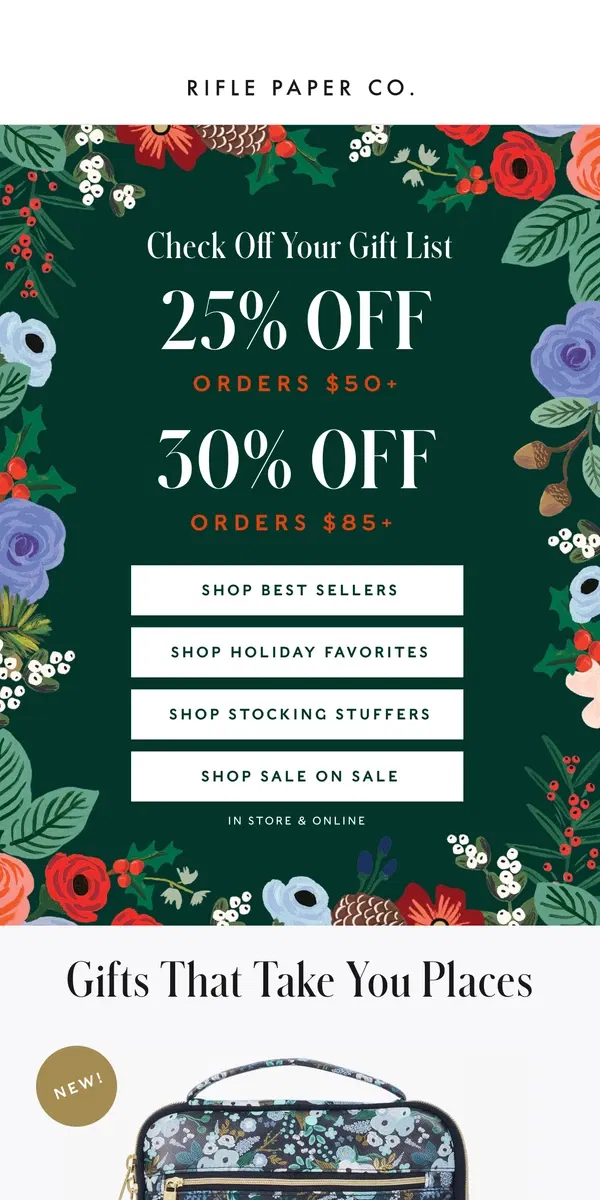 Email from Rifle Paper Co.. Up to 30% Off Travel Favorites Inside ✈️