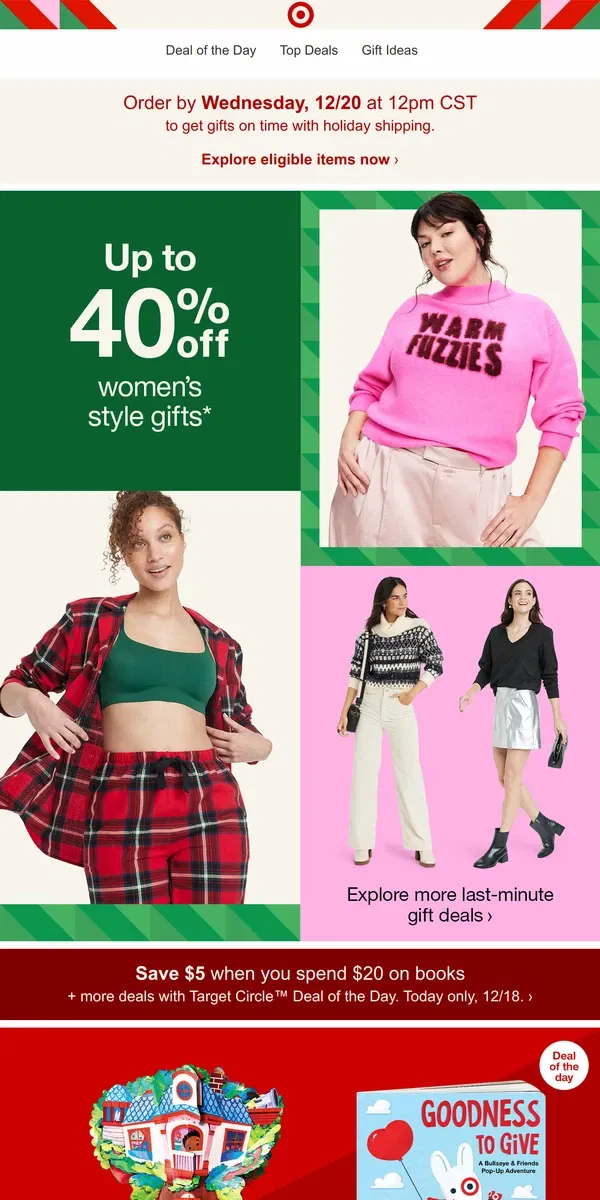 Email from Target. Save up to 40% on women's style gifts →