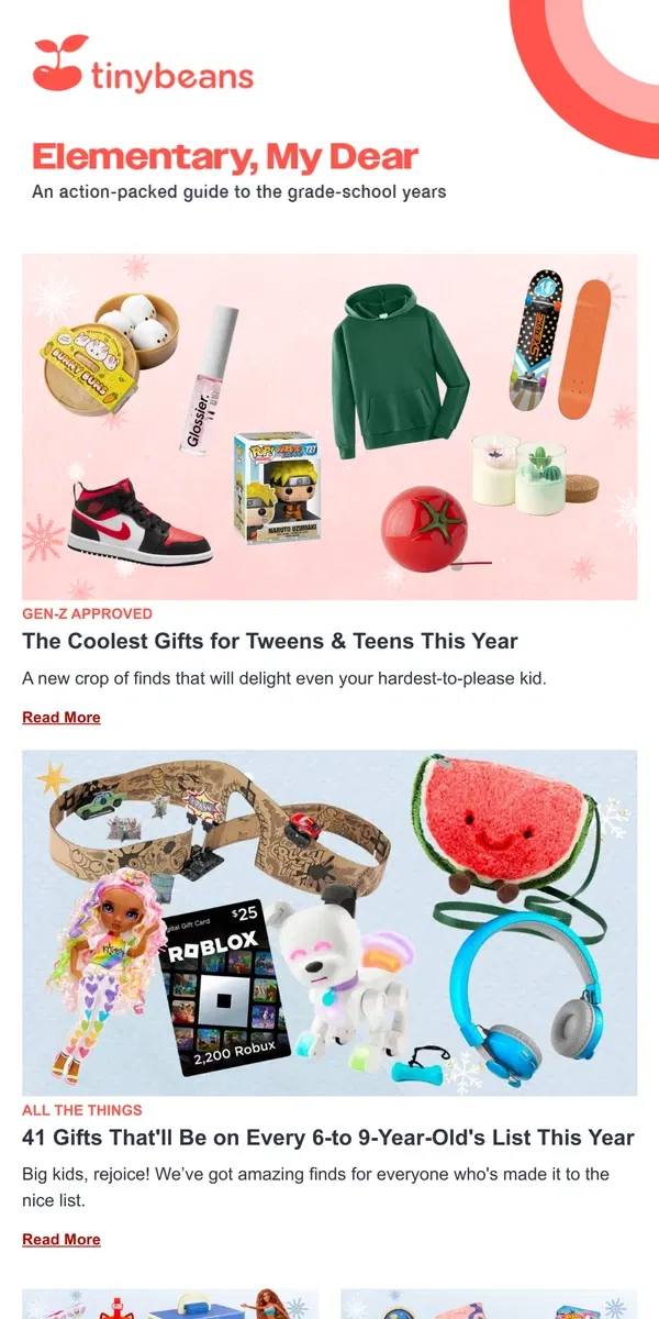 Email from Tinybeans. The Best Holiday Gifts for Every Age 🎁