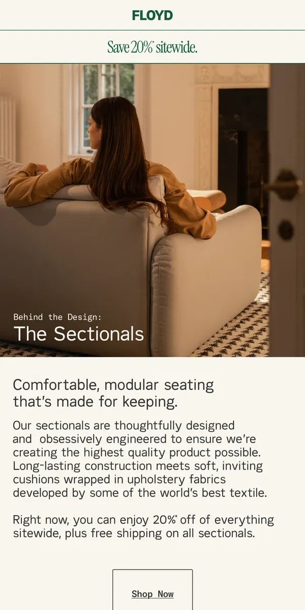 Email from Floyd Home. Behind the design of our sectionals