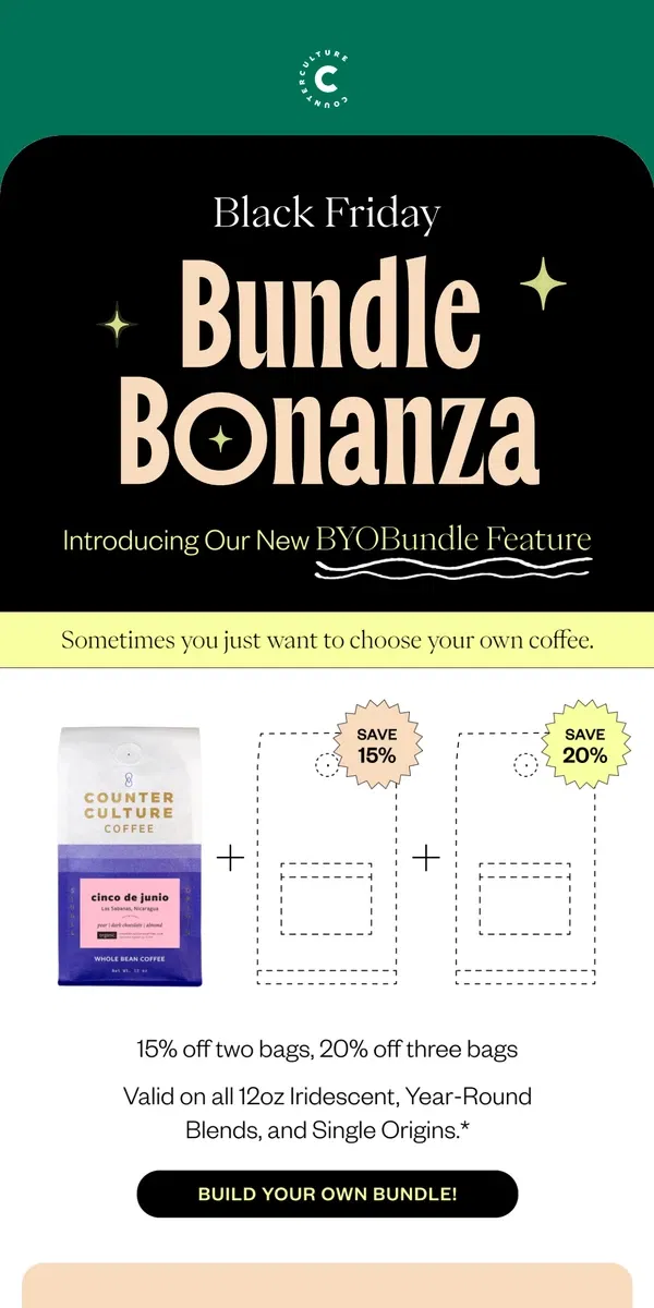 Email from Counter Culture Coffee. Black Friday Bundle Bonanza 🖤 — BYOBundle