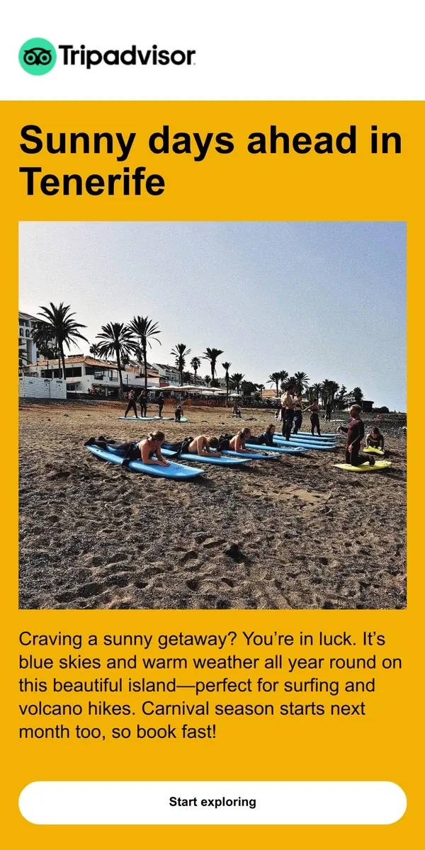 Email from Tripadvisor. It’s always sunny in Tenerife ☀️