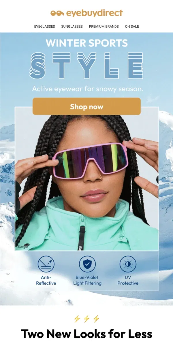 Email from Eyebuydirect. Winter Sport Styles