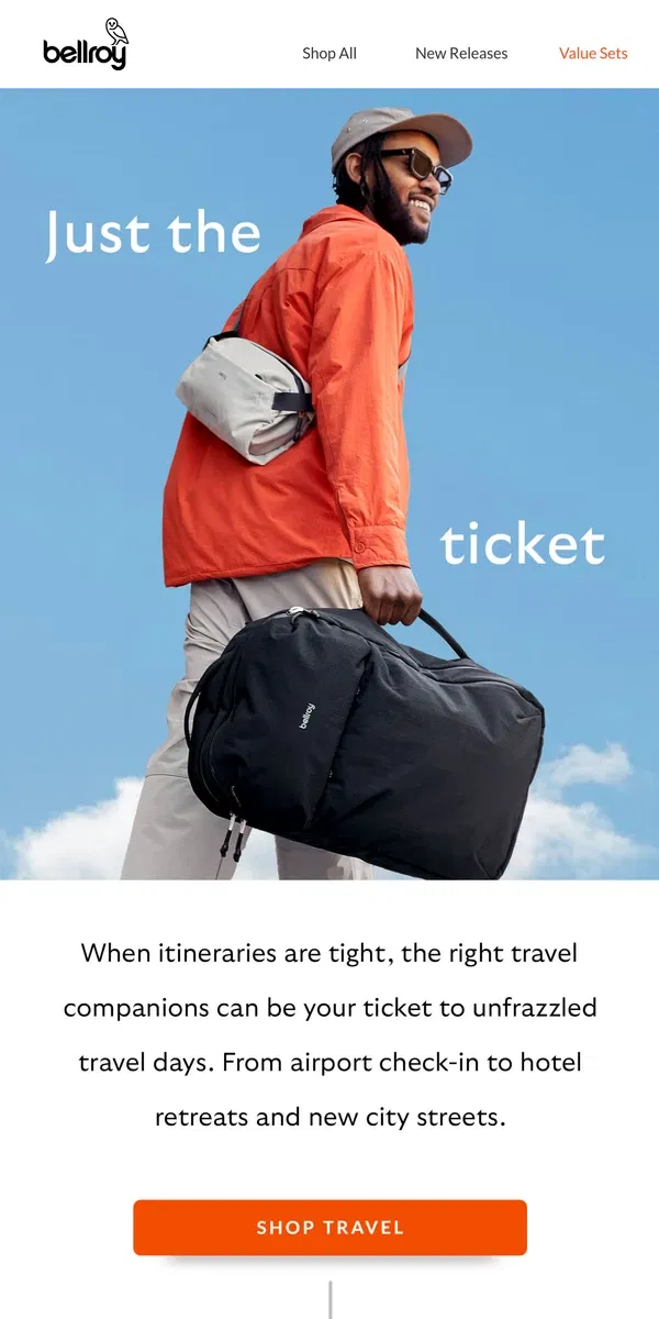 Email from Bellroy. Ready -> Steady -> Travel