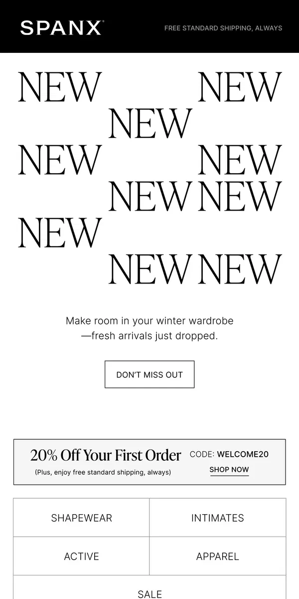 Email from SPANX. Fresh Arrivals Just Landed