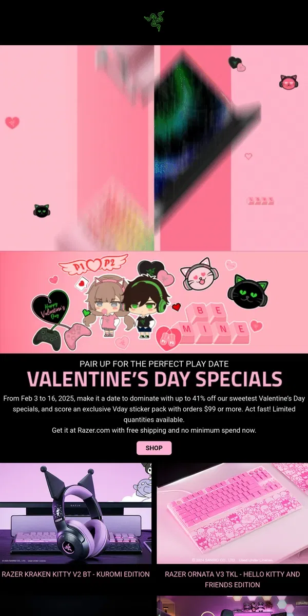 Email from Razer. ❤️✌️Be the best duo with our Valentine's Day specials