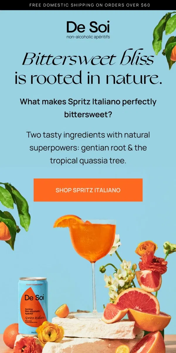 Email from De Soi. What gives Spritz Italiano its balanced bitterness?