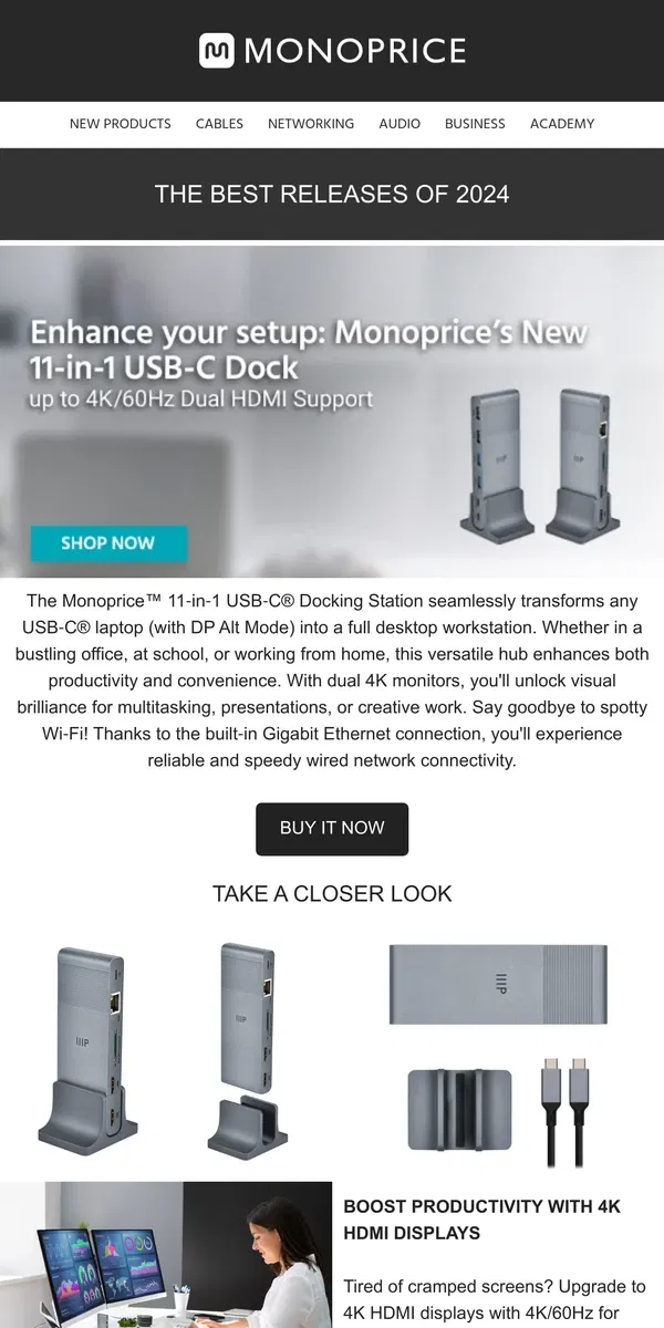 Email from Monoprice. Big Power, Small Size: Mini GaN Chargers & Dock Stations