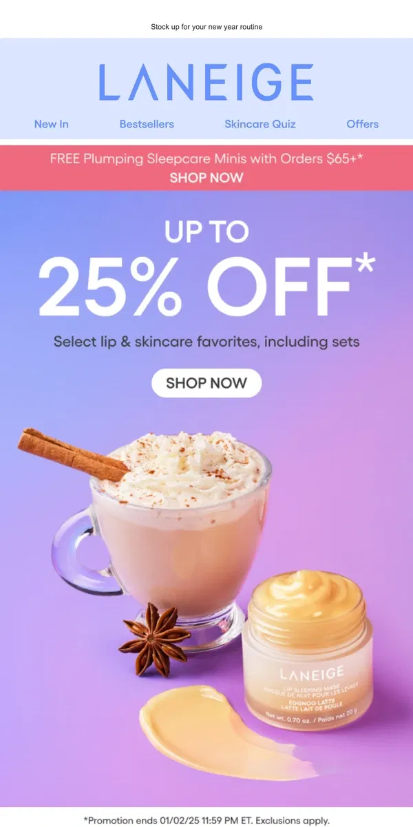 Email from LANEIGE. Up to 25% Off Including Bestsellers!