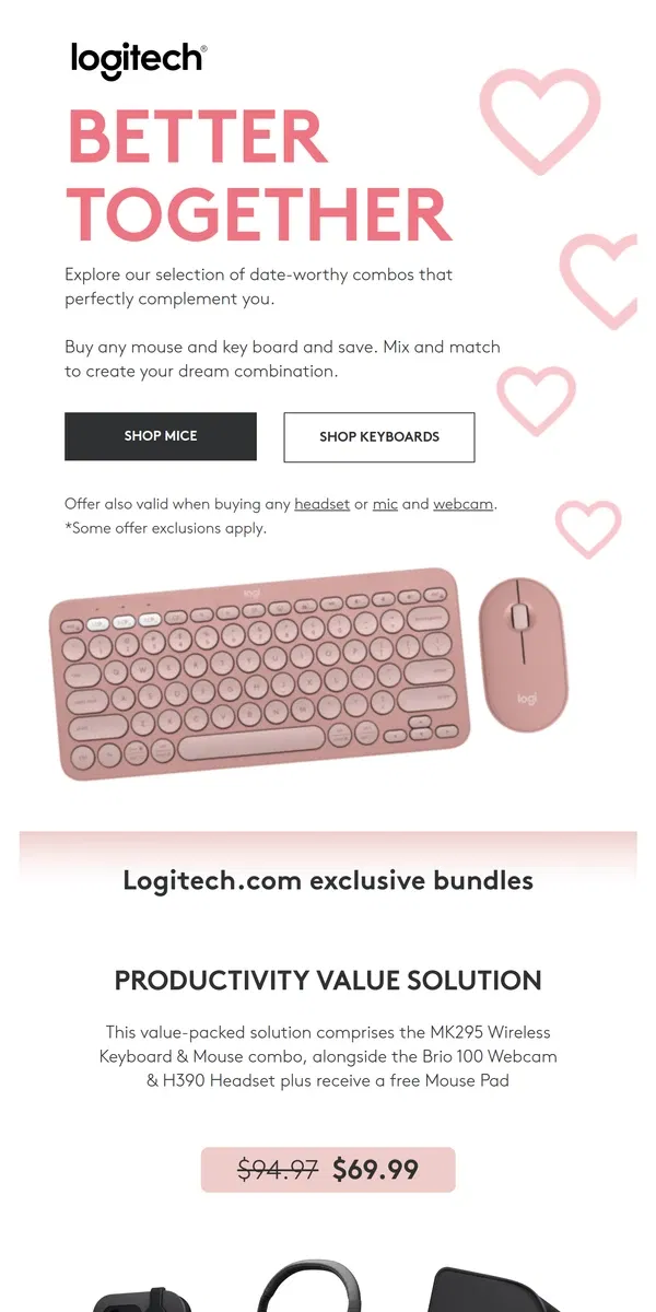 Email from Logitech. Celebrate Valentine's Day with the Logitech better together event