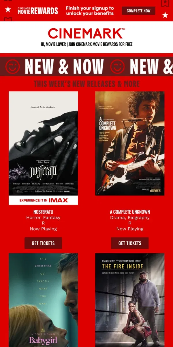 Email from Cinemark. See what's New & Now at Cinemark