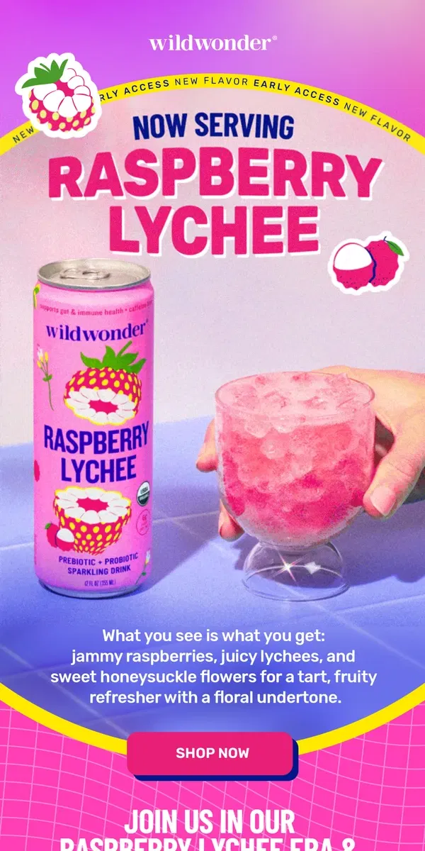 Email from wildwonder. RASPBERRY LYCHEE IS HERE 💜🌼🦋