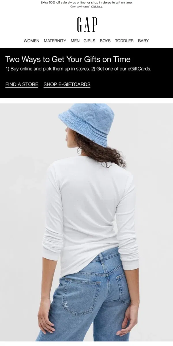 Email from GAP. THE MODERN LONG SLEEVE TEE