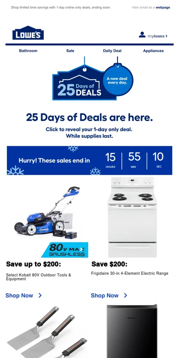 Email from Lowe's. Scrolling by? You’re missing out on deals.