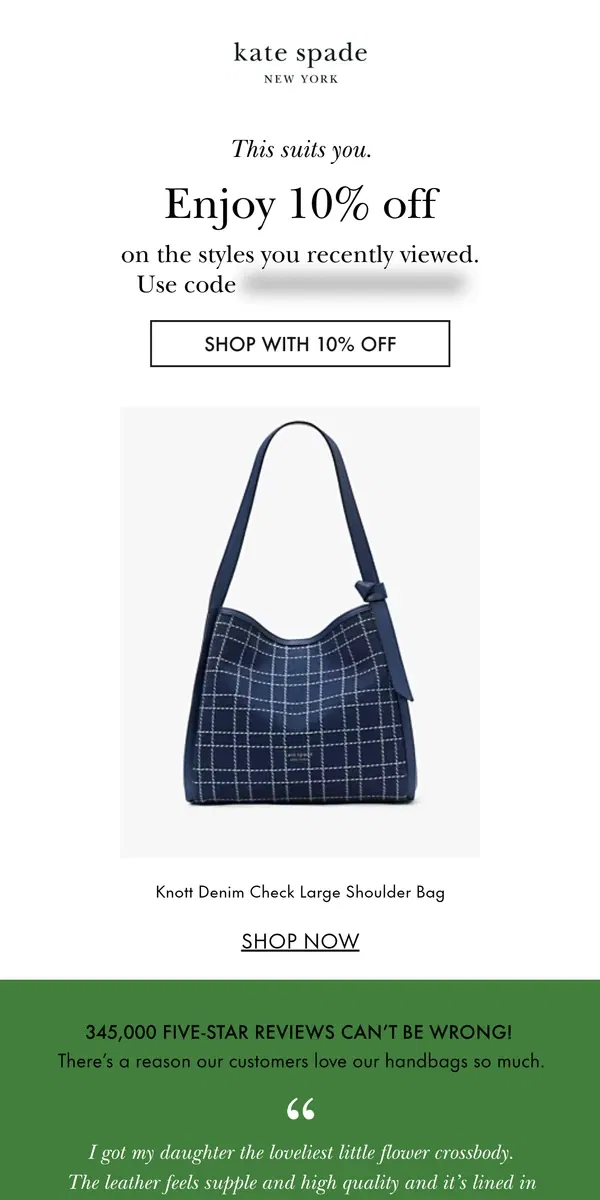 Email from Kate Spade. Make this special style yours