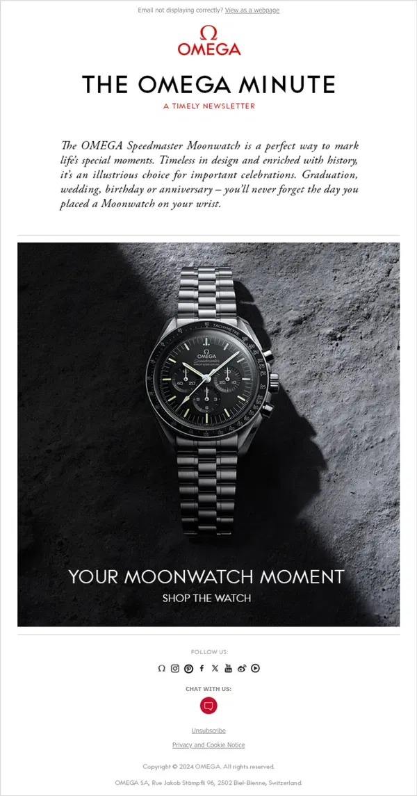 Email from OMEGA. Make it a Moonwatch moment