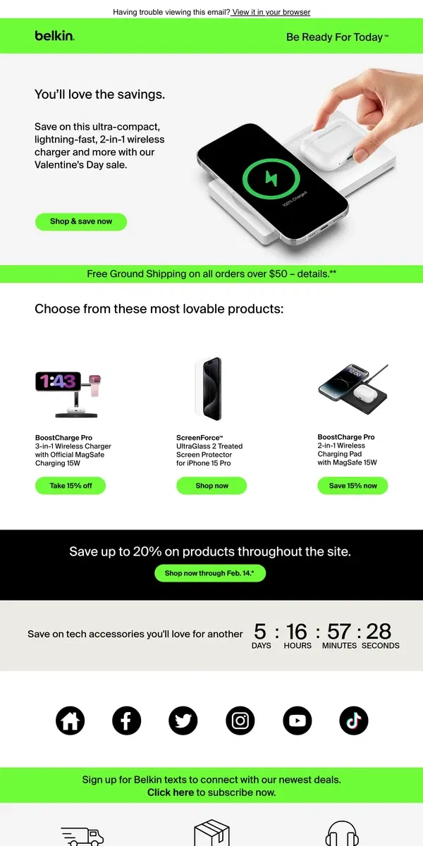 Email from Belkin. What 4.5 ☆, MagSafe 15W charger is sleek, compact, and 15% off?