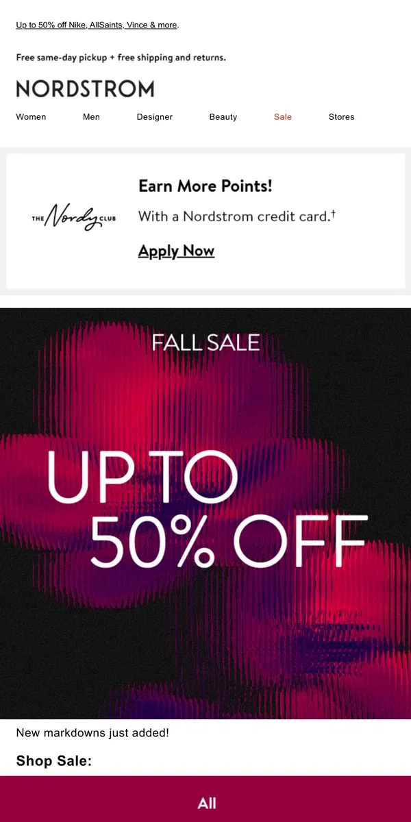 Email from Nordstrom. S-A-L-E