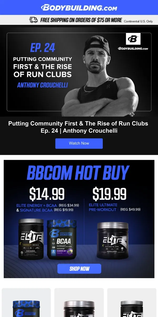 Email from Bodybuilding.com. New Podcast Episode Just Dropped! Tune In Now 🎧