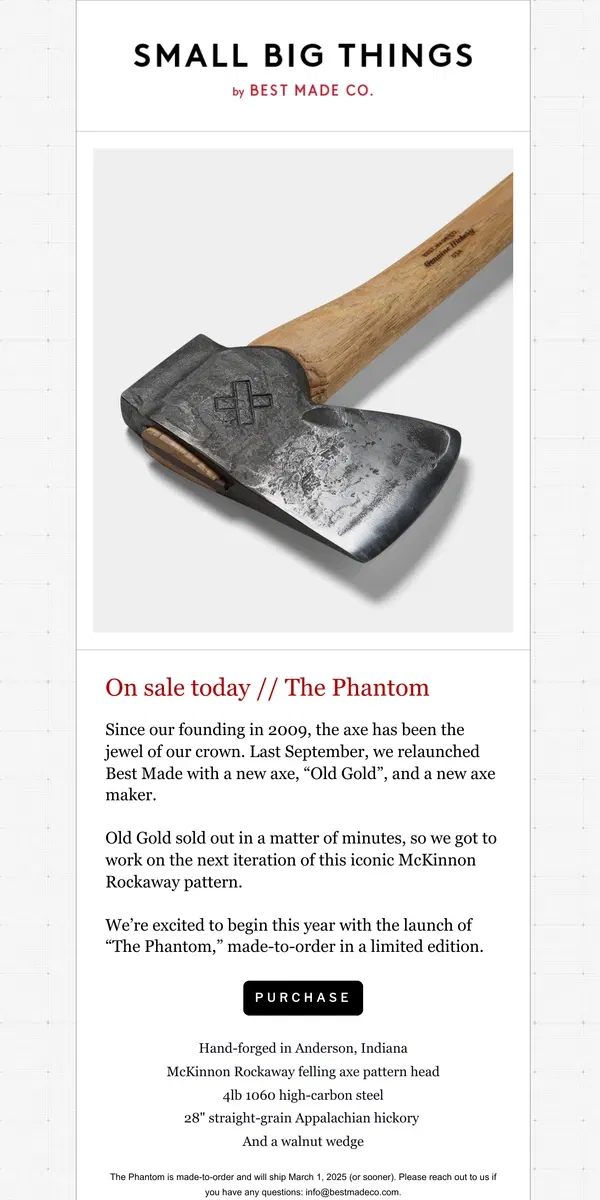 Email from Best Made Co.. The Phantom has landed ⚡