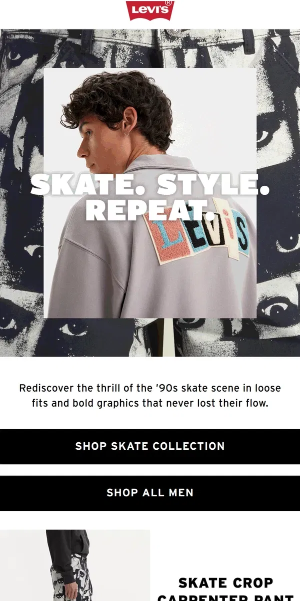 Email from Levi's. Skate into the ’90s