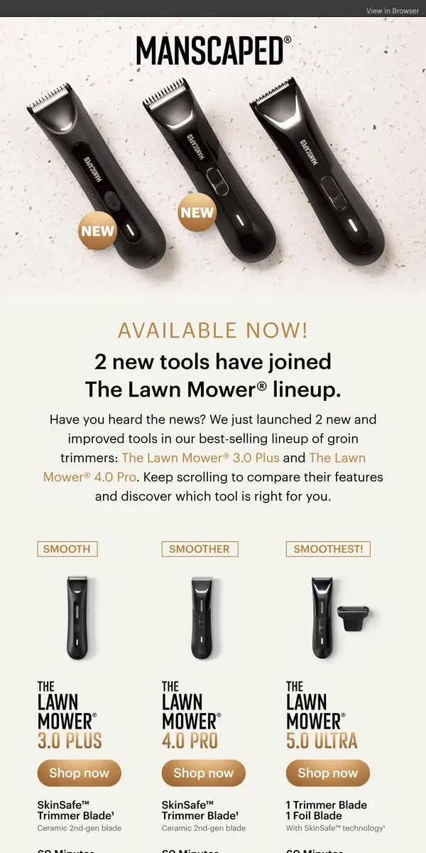 Email from MANSCAPED. NEW trimmers have arrived