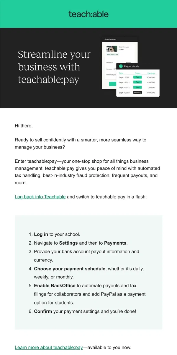 Email from Teachable. Check this quick task off your to-do list ✅