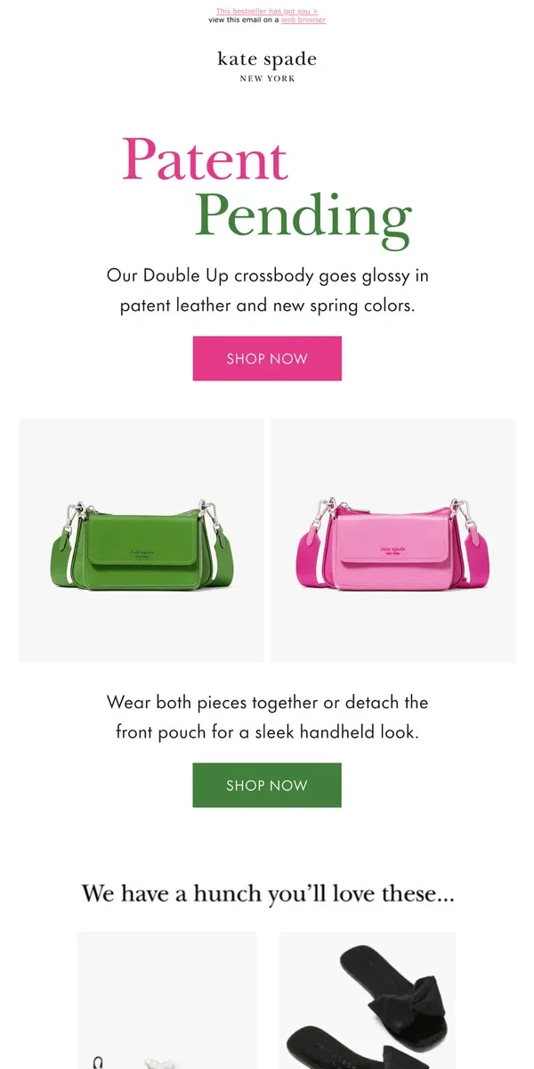 Email from Kate Spade. Ready for a glow up?